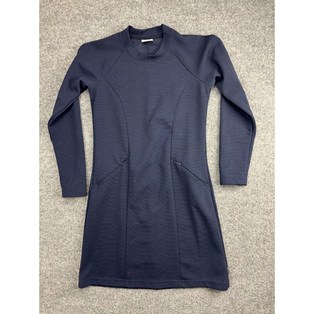 Columbia Sweater Dress Womens Small Navy Blue Knit Long Sleeve Pockets Casual